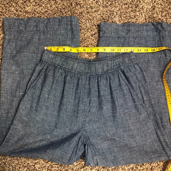 Sigrid Olsen Blue Wide Leg Lagenlook 100% Linen Cropped pants - Picture 6 of 8